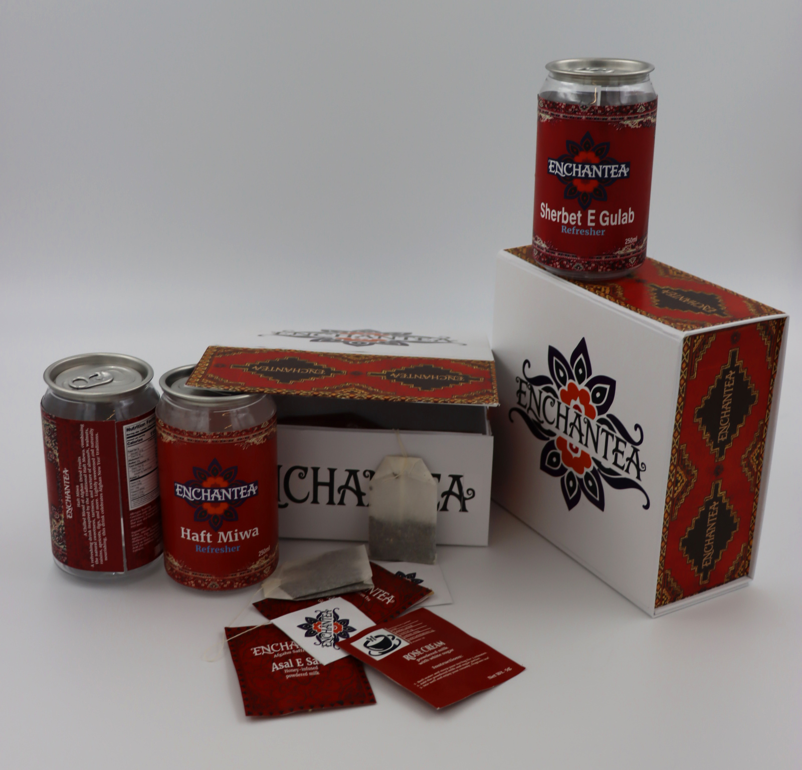 Enchantea hero: cans, box, sachets